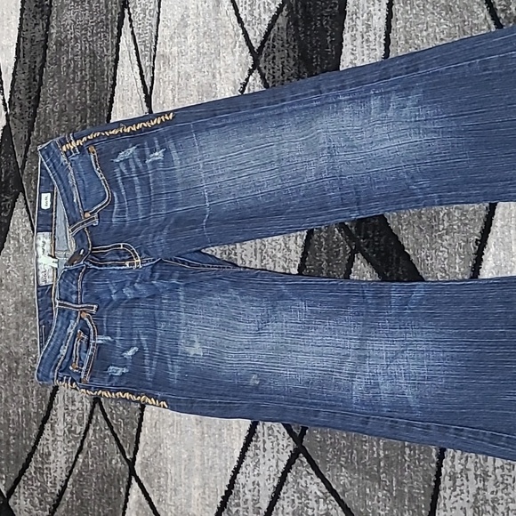 BKE STARLITE EMBROIDERED DISTRESSED FLARE-LEG DENIM JEAN - Picture 8 of 14